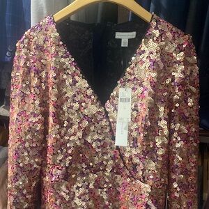 Monique Lhuillier size 10, sequin dress, pinks & gold. New with tags never worn.